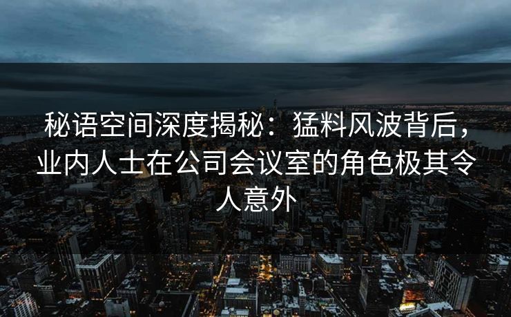 秘语空间深度揭秘：猛料风波背后，业内人士在公司会议室的角色极其令人意外