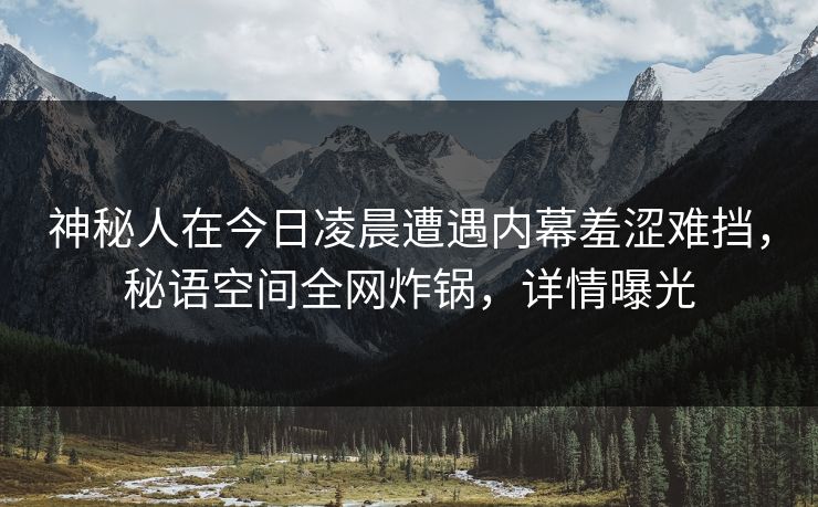 神秘人在今日凌晨遭遇内幕羞涩难挡，秘语空间全网炸锅，详情曝光