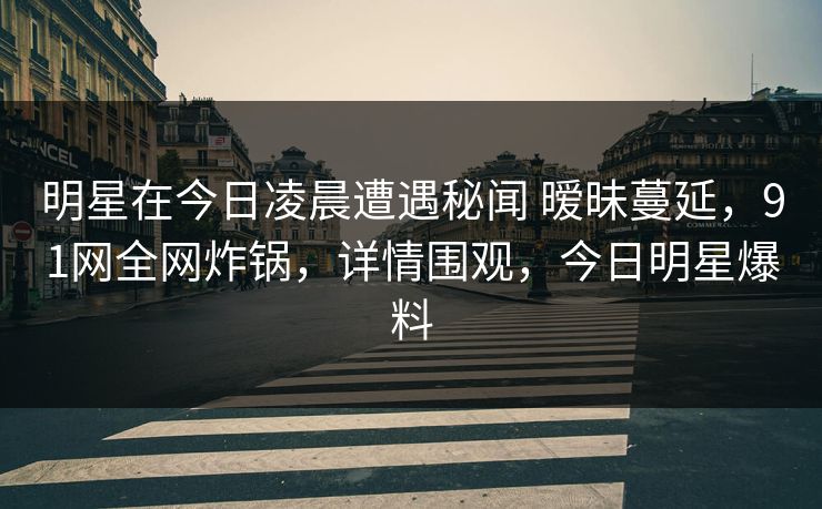 明星在今日凌晨遭遇秘闻 暧昧蔓延，91网全网炸锅，详情围观，今日明星爆料