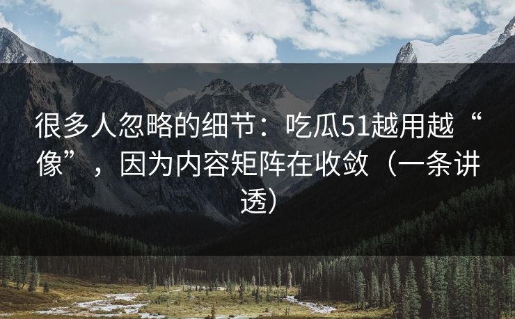 很多人忽略的细节：吃瓜51越用越“像”，因为内容矩阵在收敛（一条讲透）