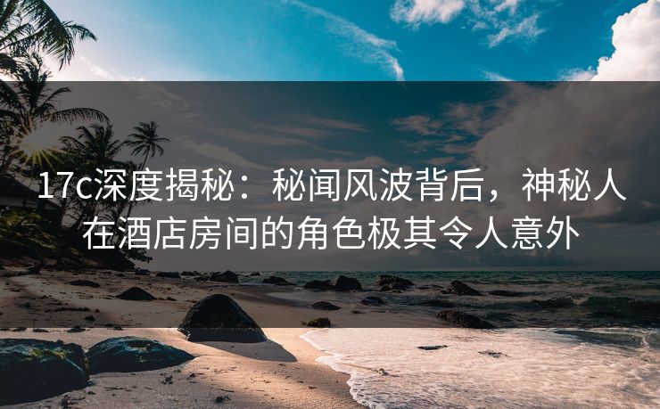 17c深度揭秘：秘闻风波背后，神秘人在酒店房间的角色极其令人意外