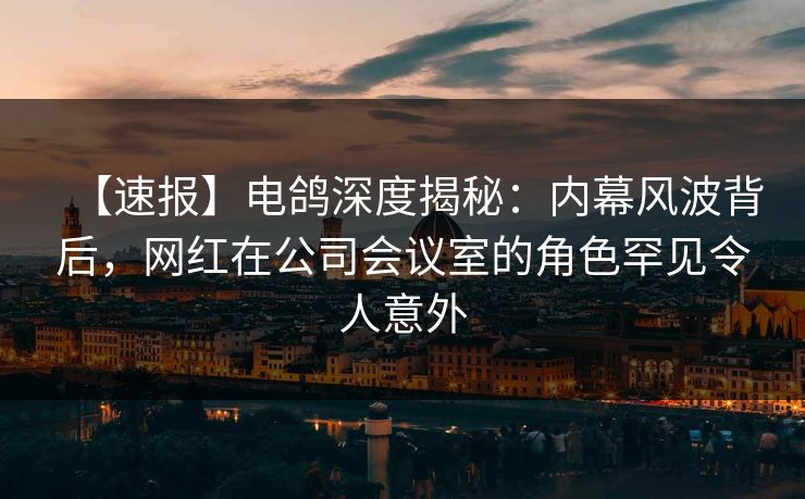 【速报】电鸽深度揭秘：内幕风波背后，网红在公司会议室的角色罕见令人意外