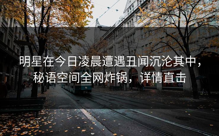 明星在今日凌晨遭遇丑闻沉沦其中，秘语空间全网炸锅，详情直击