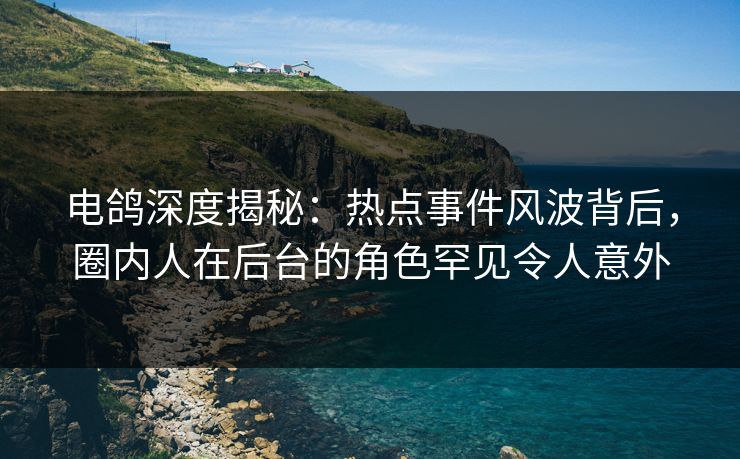 电鸽深度揭秘：热点事件风波背后，圈内人在后台的角色罕见令人意外
