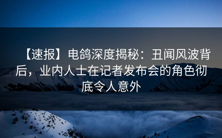【速报】电鸽深度揭秘:丑闻风波背后,业内人士在记者发布会的角色彻底令人意外 【速报】电鸽深度揭秘:丑闻风波背后,业内人士在记者发布会的角色彻底令人意外