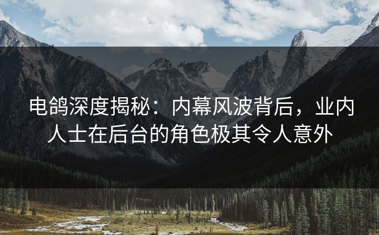 电鸽深度揭秘：内幕风波背后，业内人士在后台的角色极其令人意外